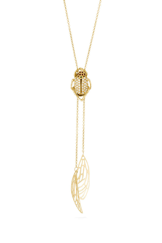 Scarab - 18ct gold beetle necklace with diamonds