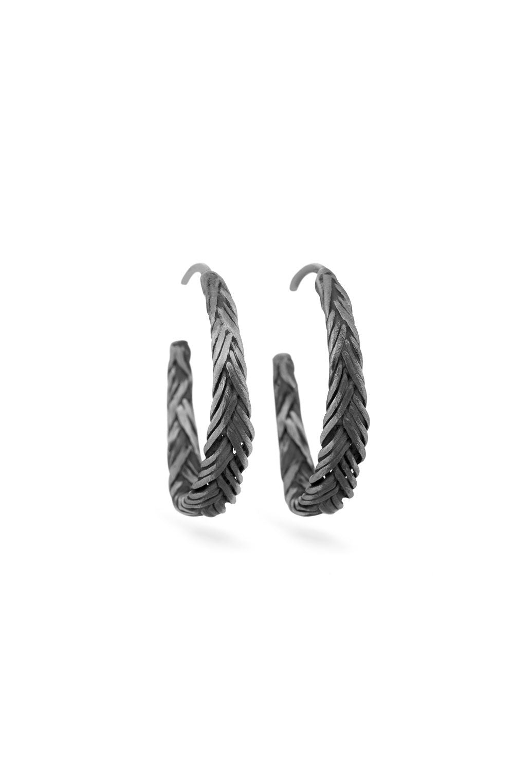 Braid Earrings - Silver hoops small
