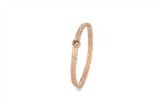 Braid Ring - Pink Gold with champagne diamond
