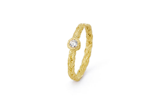 Braid ring - 18 ct. gold with diamond