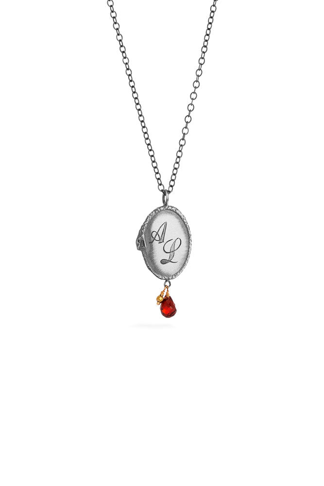 Ouroboros necklace - big silver signet with stones