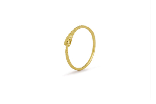 Ouroboros ring - 14 ct gold thin snake