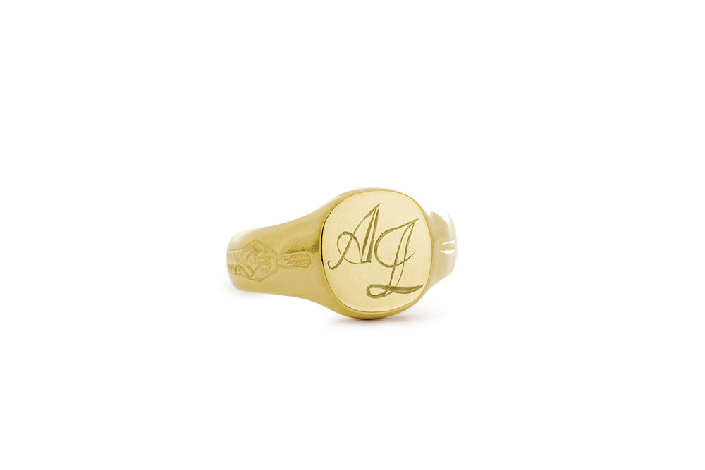 Ouroboros ring - 14 ct. gold cubed signet