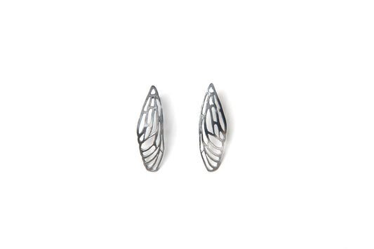Scarab Earrings - silver wings